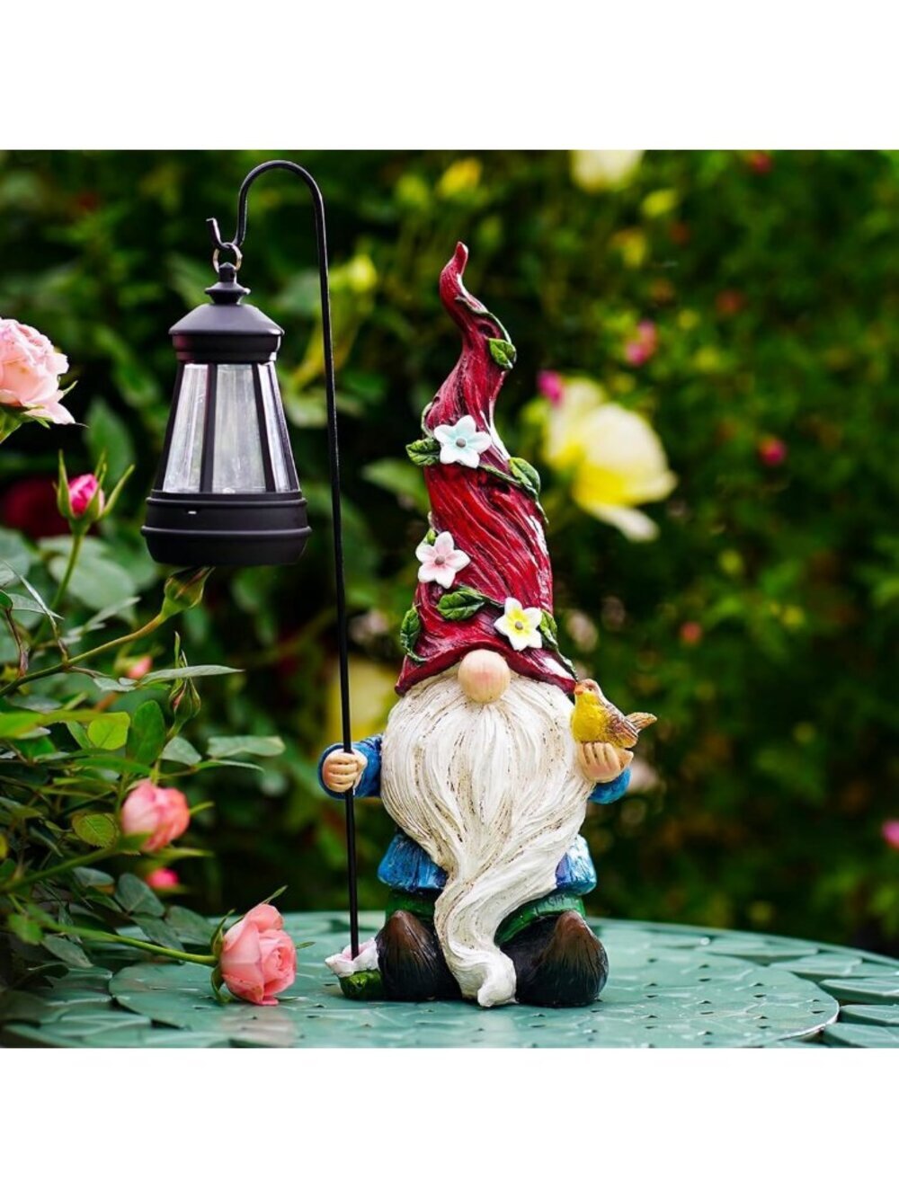 Solar Garden Gnome Statue with Lights | Outdoor Decor for Yard & Patio | Unique